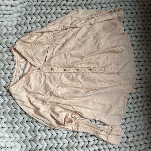 Free People 'Keep It Simple' Button Down in SHELL PINK (XS) - Picture 4 of 7